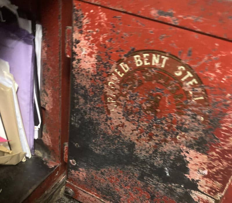 Inside an antique safe