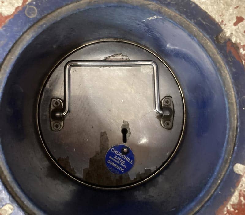 Close up of churchill safe